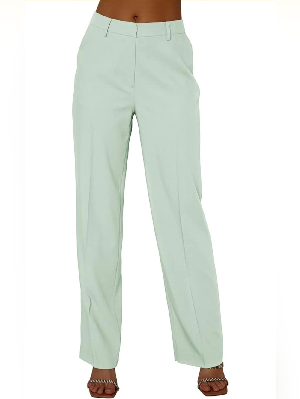Tailored Straight-Leg Trousers in Pale Mint